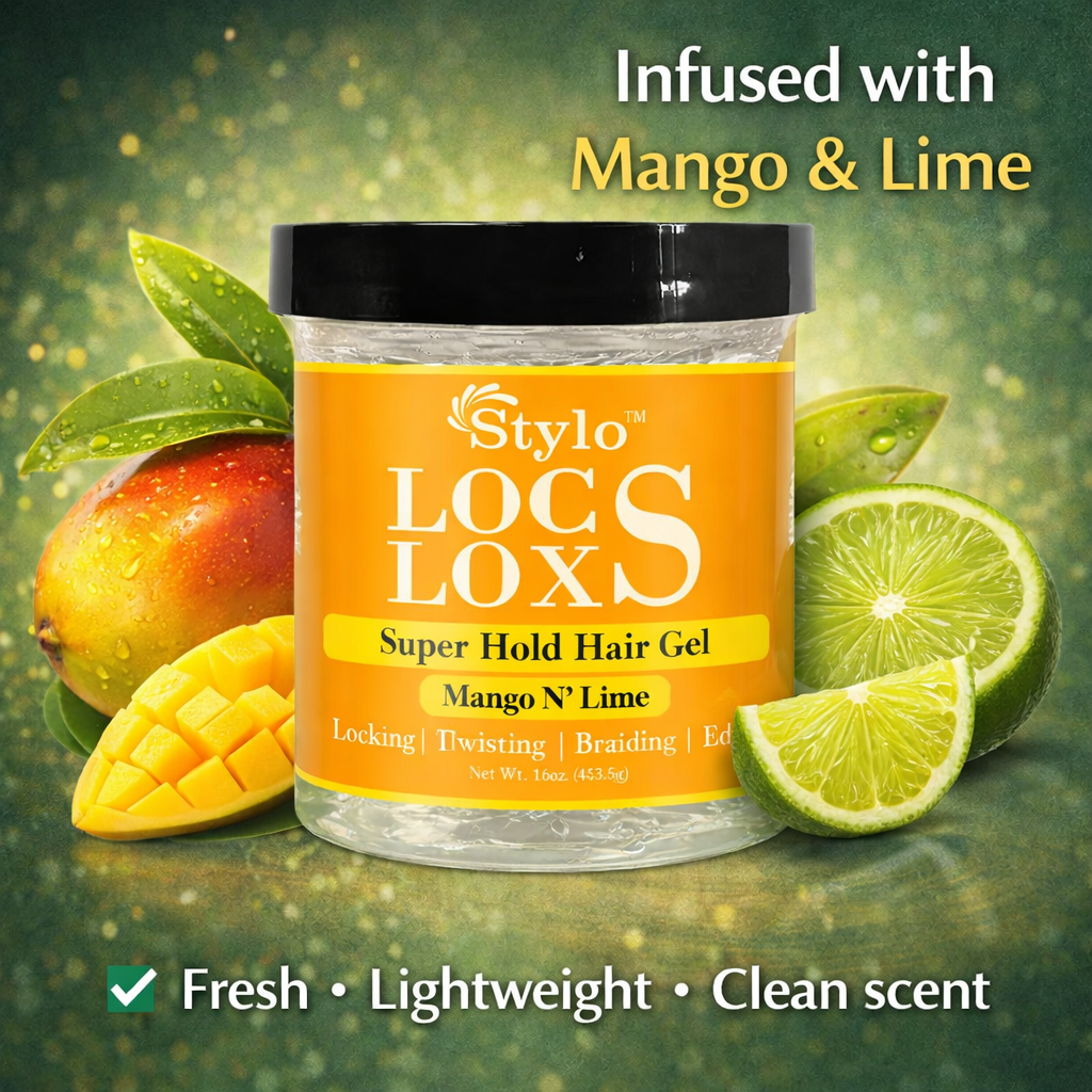 Stylo™ Locs Loxs Super Hold Hair Gel Locking, Twisting, Braiding &amp; Edges Hold Hair Gel - Mango N&