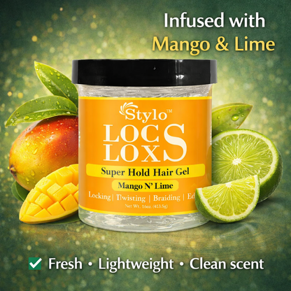 Stylo™ Locs Loxs Super Hold Hair Gel Locking, Twisting, Braiding &amp; Edges Hold Hair Gel - Mango N&