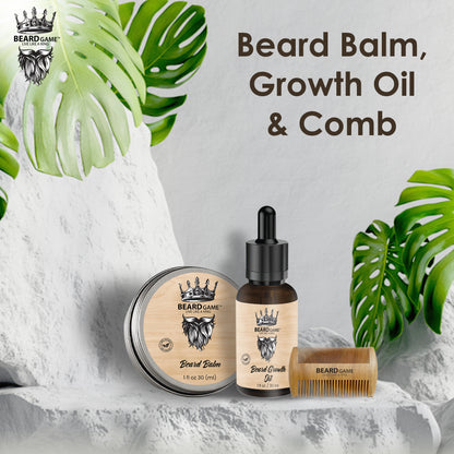 BeardGame Beard Balm, Growth Oil &amp; Comb 1 Fl oz (30ml)
