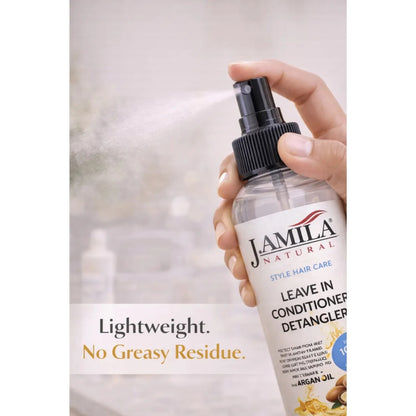 J. AMILA Natural Leave-In Conditioner &amp; Detangler with Vitamin E &amp; Argan Oil – Heat &amp; UV Protection for Natural, Wigs, Braids &amp; Synthetic Hair (8 oz)