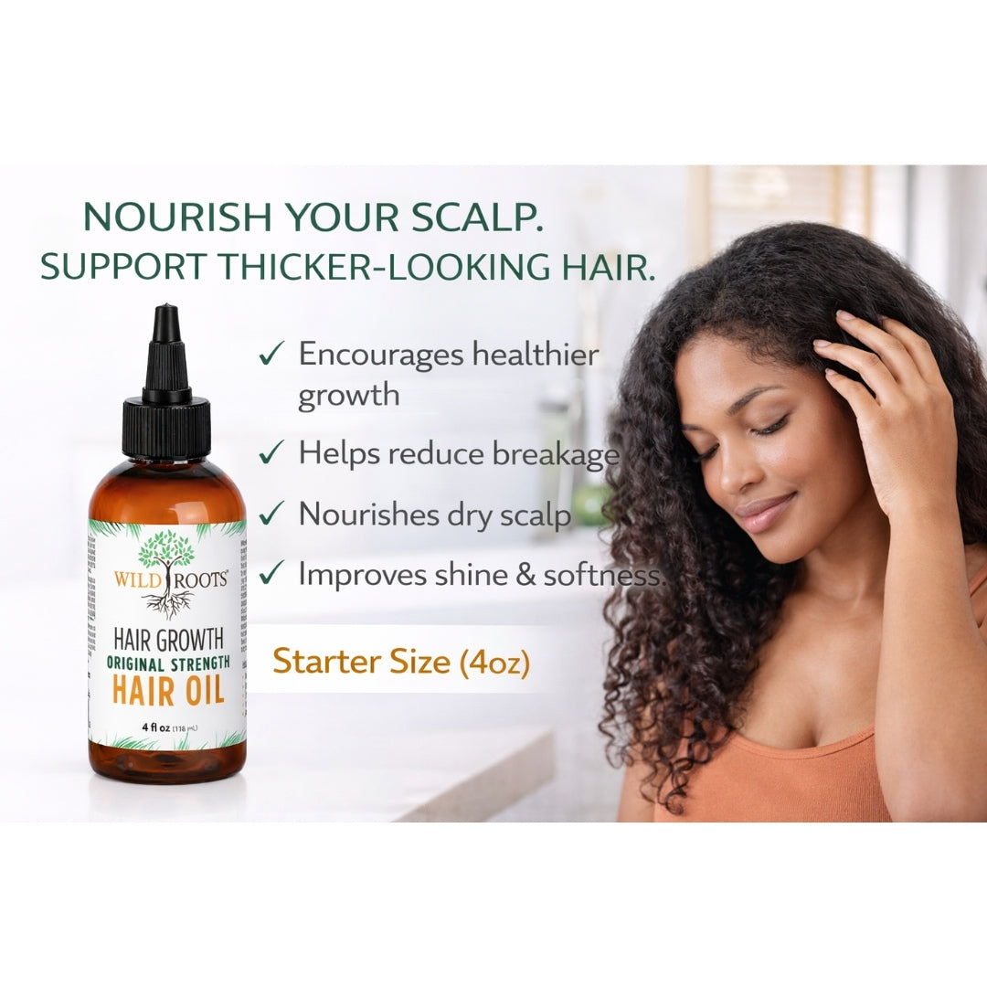 Wild Roots Original Strength Hair Growth Oil – Nourishing Scalp Treatment for Thicker, Stronger Hair (4oz)