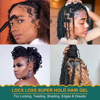 STYLO™ Locs Loxs Super Hold Hair Gel &amp;  Styling Foaming Lotion Black Castor Oil &amp; Sea Moss