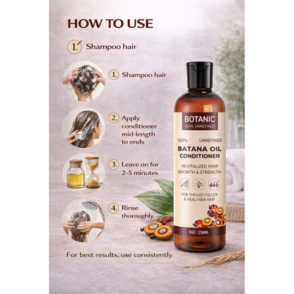 Botanic 100% Unrefined Batana Oil Conditioner – Deep Moisture, Strength &amp; Shine 8 oz