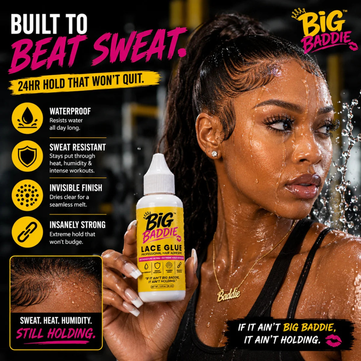 BIG BADDIE Lace Glue – Extreme Hold Waterproof Wig Adhesive (1.3oz / 38mL)