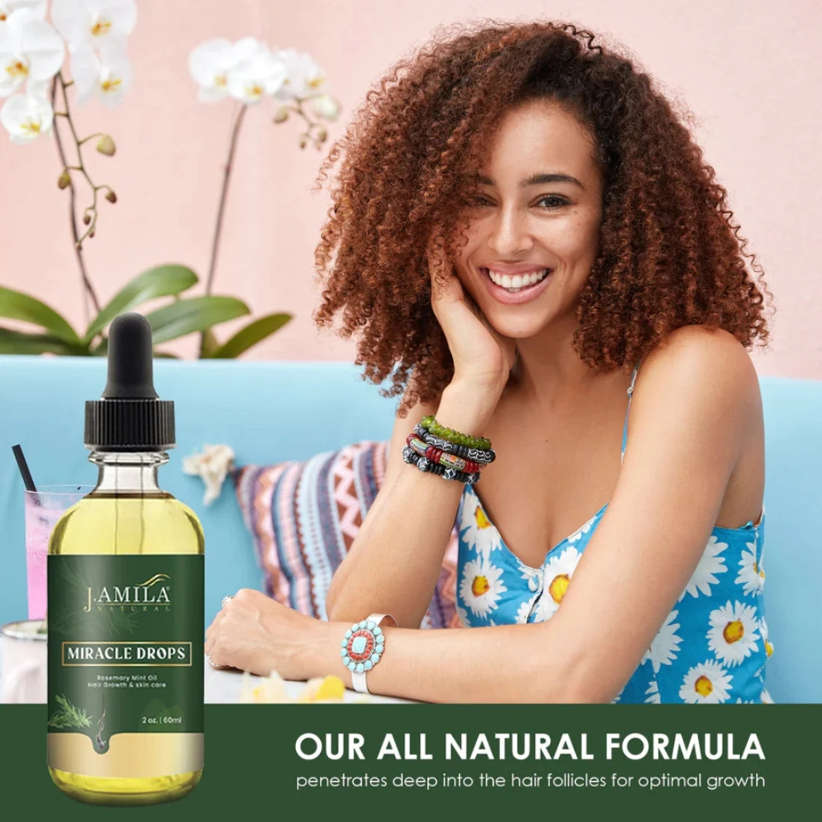 J. AMILA Natural Miracle Drops Rosemary Mint Oil Hair (2oz)