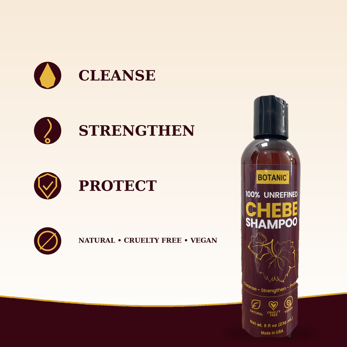 Botanic 100% Unrefined Chebe Shampoo - 8 fl oz