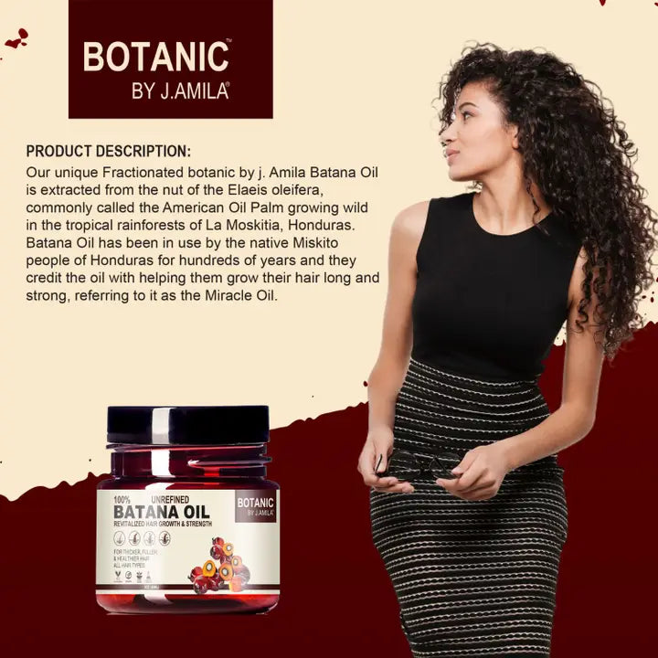 BOTANIC BY J.AMILA® 100% Unrefined Batana Oil Revitalized Hair Growth &amp; Strength – Thicker, Fuller &amp; Healthier Hair for All Hair Types 2oz / 60mL