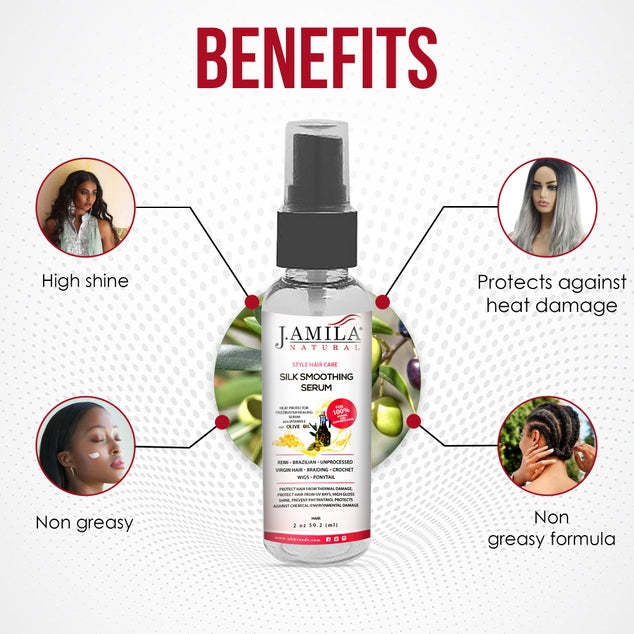 J. AMILA NATRUAL Style Hair Care Silk Smoothing Serum With Vitamin E &amp; Olive Oil (2oz)
