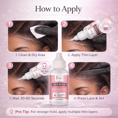 J.AMILA® Professional Lace Bond Strong, Safe, Reliable Hair Adhesive Water and Oil Resistant for Invisible Wig Bonding 1.3 oz 38ml