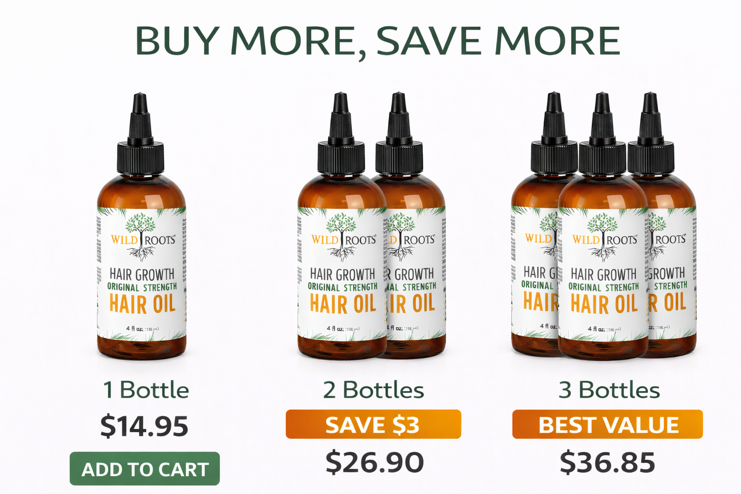 Wild Roots Original Strength Hair Growth Oil – Nourishing Scalp Treatment for Thicker, Stronger Hair (4oz)