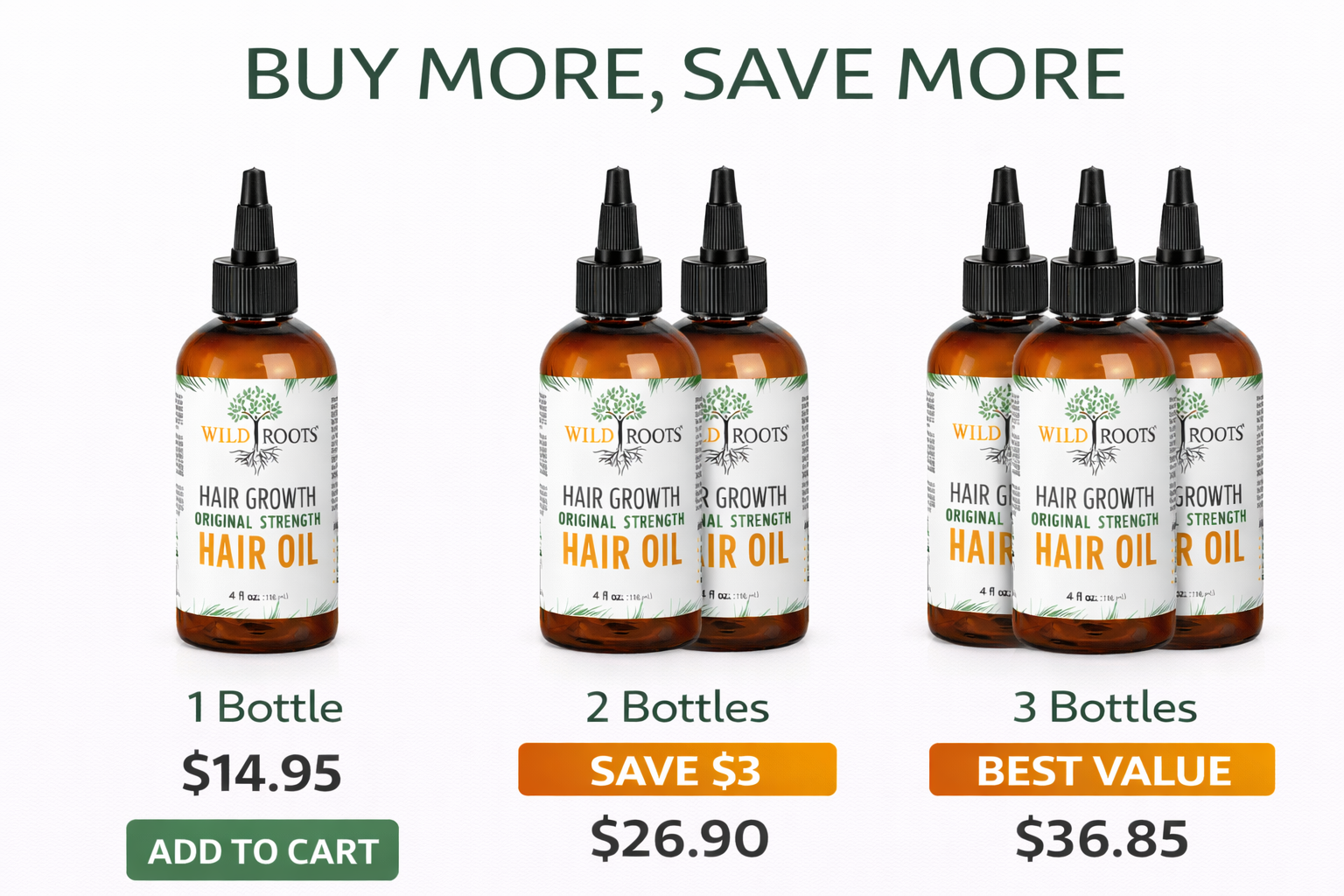 Wild Roots Original Strength Hair Growth Oil – Nourishing Scalp Treatment for Thicker, Stronger Hair (4oz)