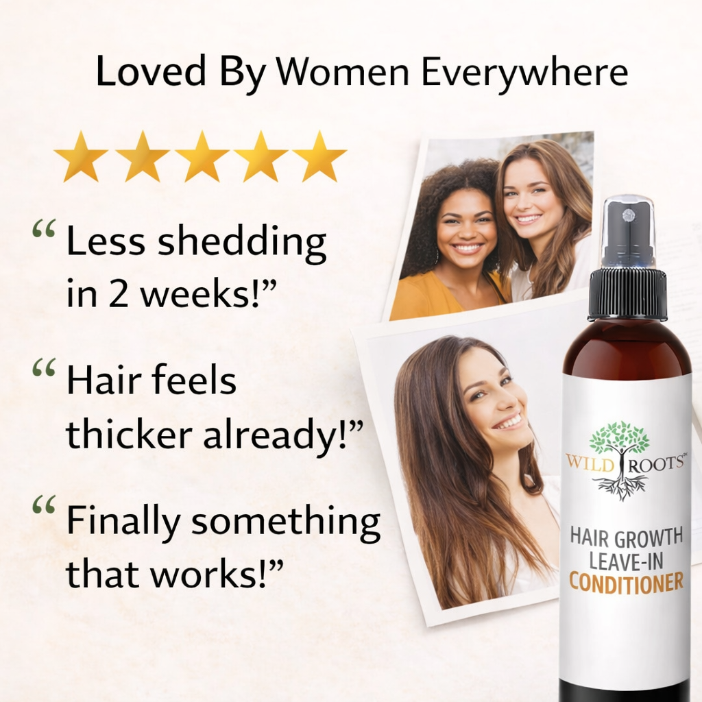 Wild Roots Hair Growth Leave-In Conditioner Spray – Thickening, Strengthening &amp; Volume Boost Treatment (8oz)
