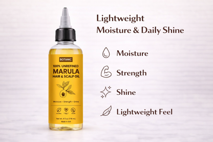 100% Unrefined Marula Hair &amp; Scalp Oil – Moisture, Strength &amp; Shine | Vegan, Cruelty-Free 4 fl oz (118 mL)