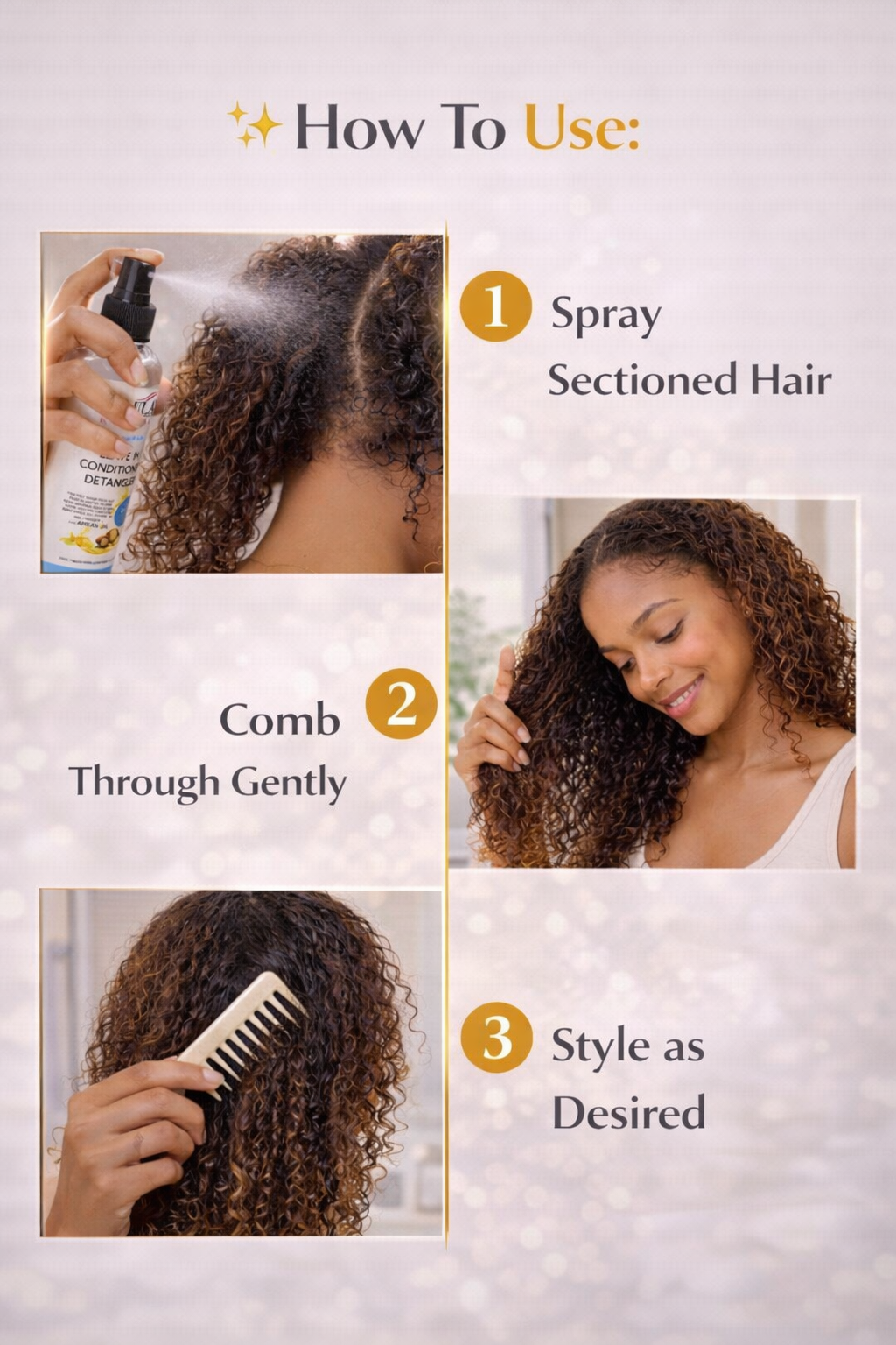 J. AMILA Natural Leave-In Conditioner &amp; Detangler with Vitamin E &amp; Argan Oil – Heat &amp; UV Protection for Natural, Wigs, Braids &amp; Synthetic Hair (8 oz)