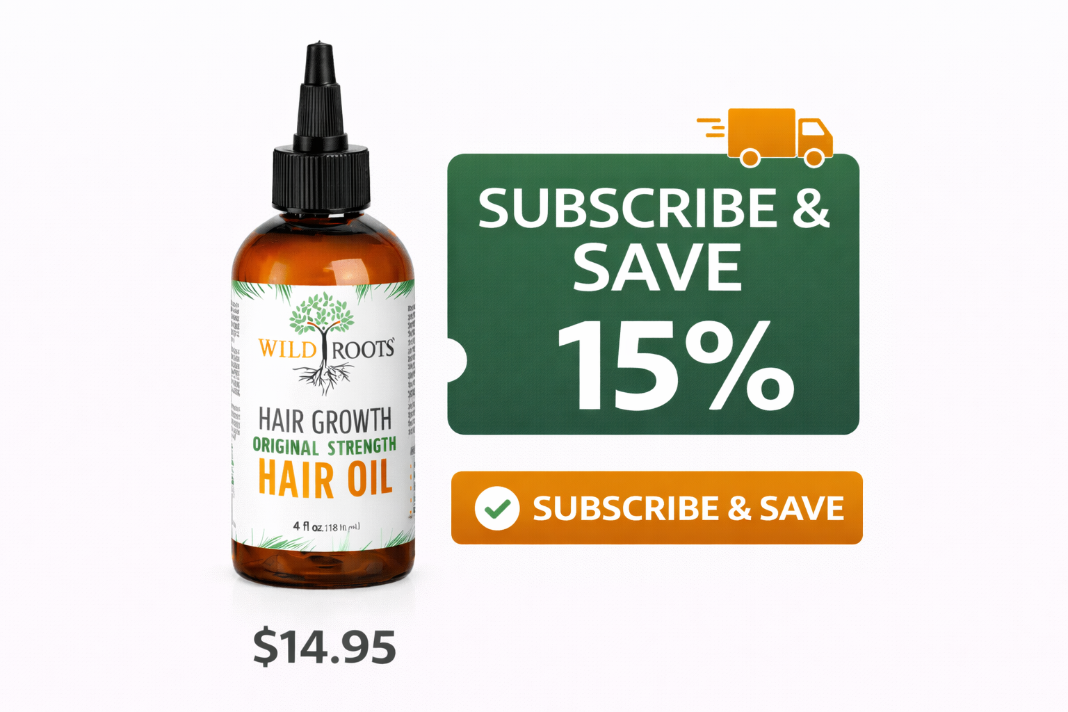 Wild Roots Original Strength Hair Growth Oil – Nourishing Scalp Treatment for Thicker, Stronger Hair (4oz)