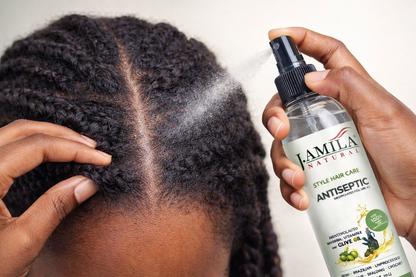 J. Amila Natural Antiseptic Spray with Olive Oil – Mentholated Scalp Relief, Itch Control &amp; Scalp Detox for Wigs, Braids &amp; Natural Hair (8 oz / 237 ml)