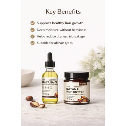 Botanic Hair Care 100% Unrefined Bundle Travel / Starter Batana Hair Care Bundle Growth Oil &amp; Hair Butter