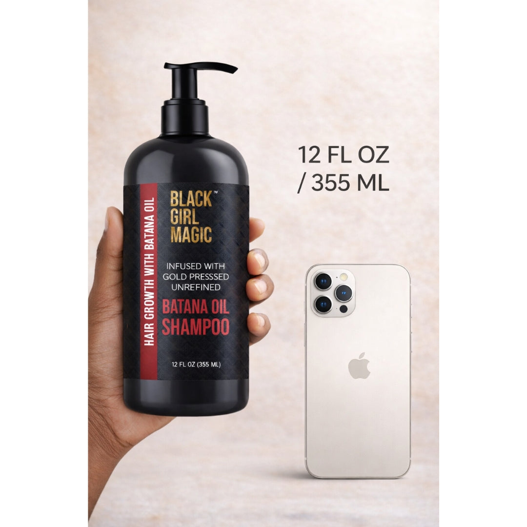 Black Girl Magic infused with gold pressed unrefined Batana hair oil shampoo, 12 Oz