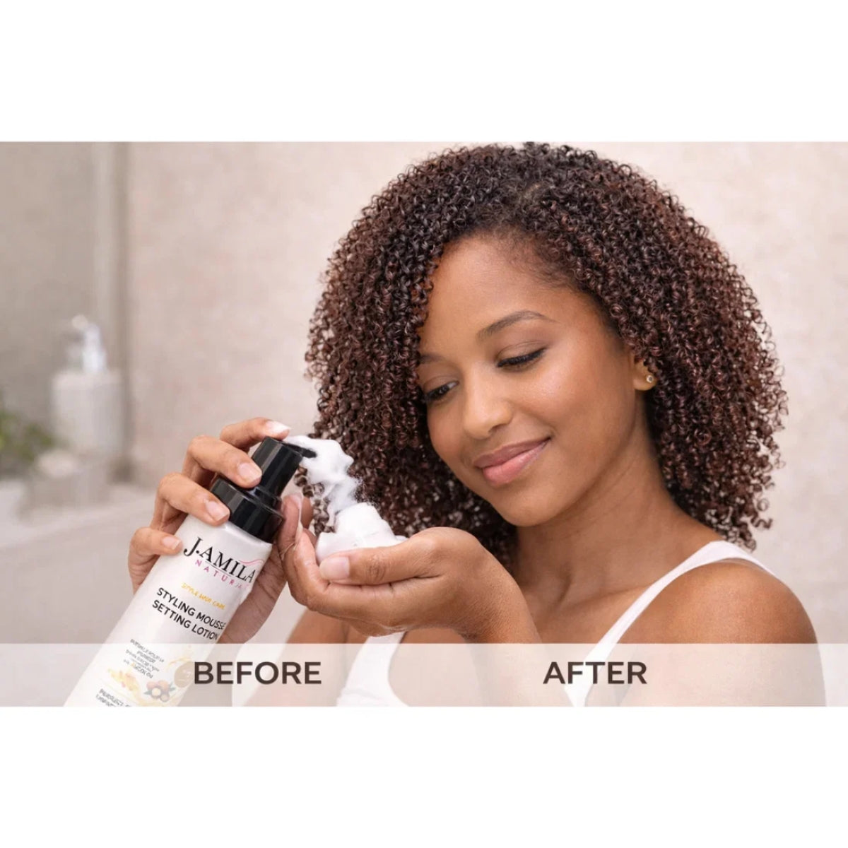 Amila Natural Styling Mousse Setting Lotion with Argan Oil – Flexible Hold, Frizz Control &amp; Shine – For Wigs, Weaves &amp; Natural Hair (8oz)