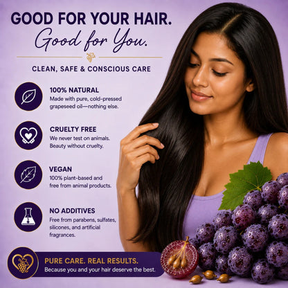 BOTANIC 100% Unrefined Grapeseed Hair &amp; Scalp Oil – Lightweight Shine &amp; Smooth Hair Oil – 4 fl oz (118 mL)