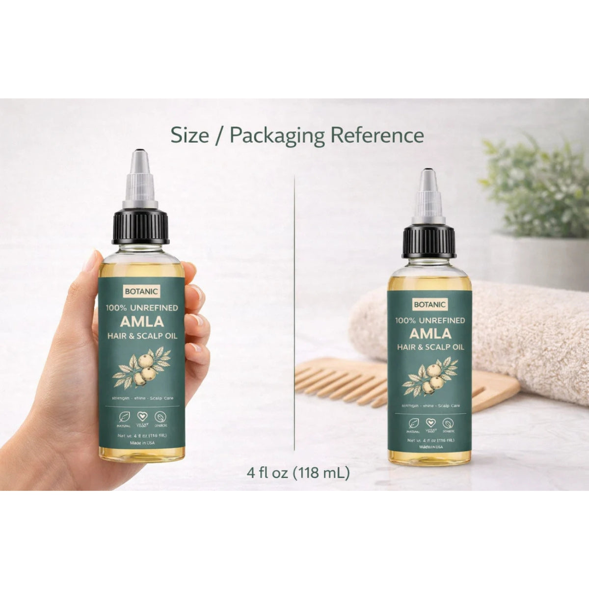 100% Unrefined Amla Hair &amp; Scalp Oil – Natural Growth, Shine &amp; Strength | Vegan, Cruelty-Free 4 fl oz (118 mL)