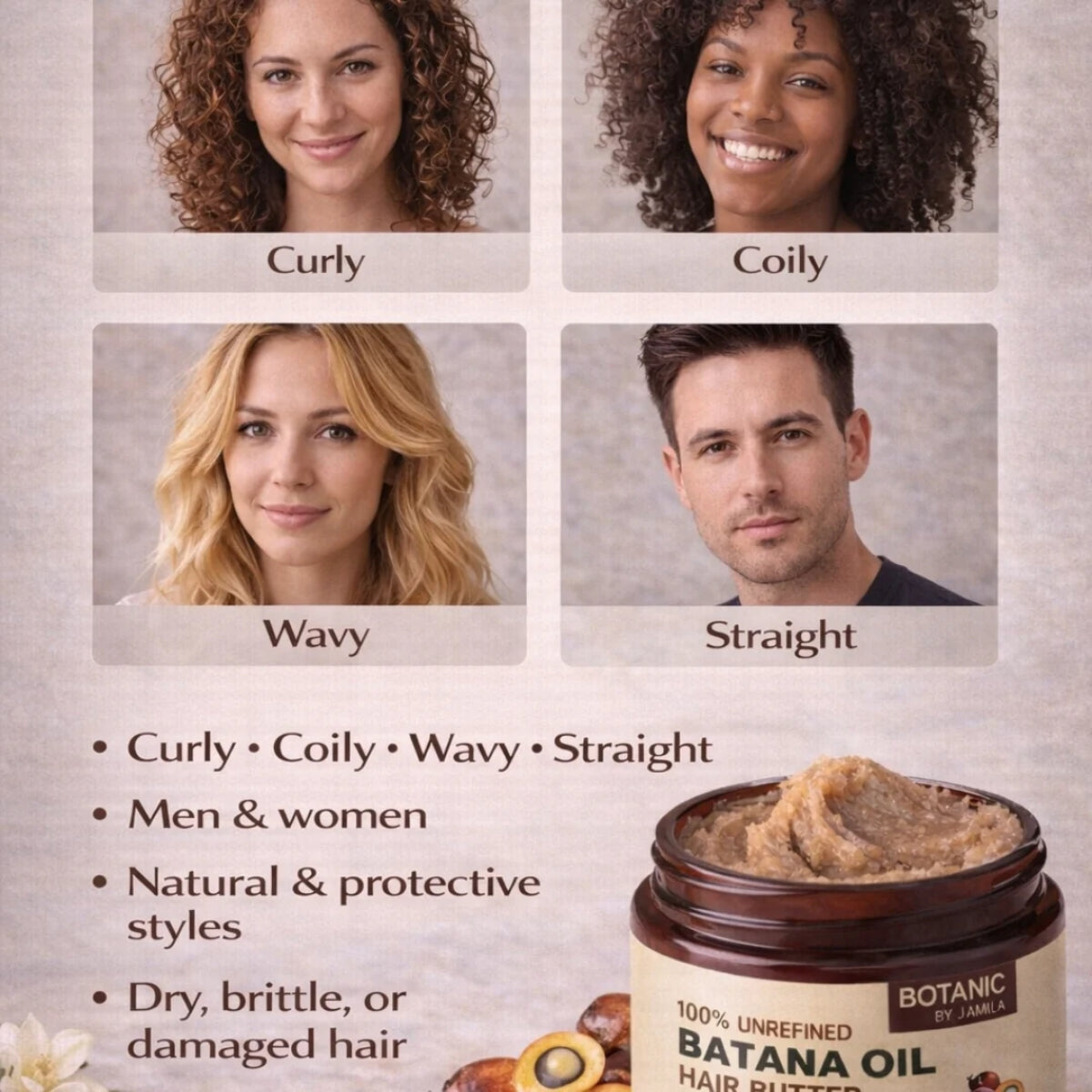Botanic Batana Hair Butter – 100% Unrefined | Deep Moisture &amp; Strength (2oz &amp; 4oz)