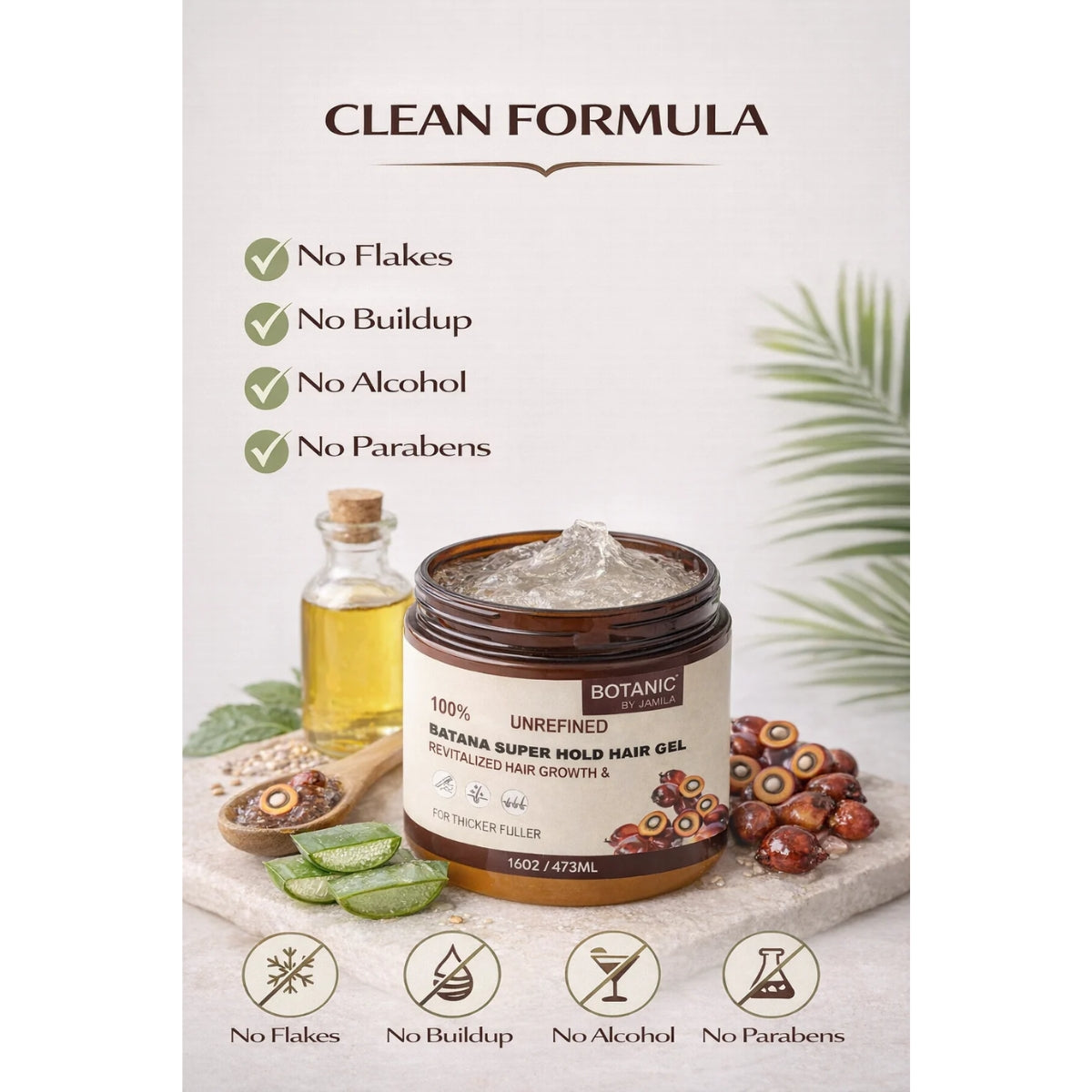 Botanic Batana Super Hold Hair Gel – Strong Hold, No Flakes (16oz)