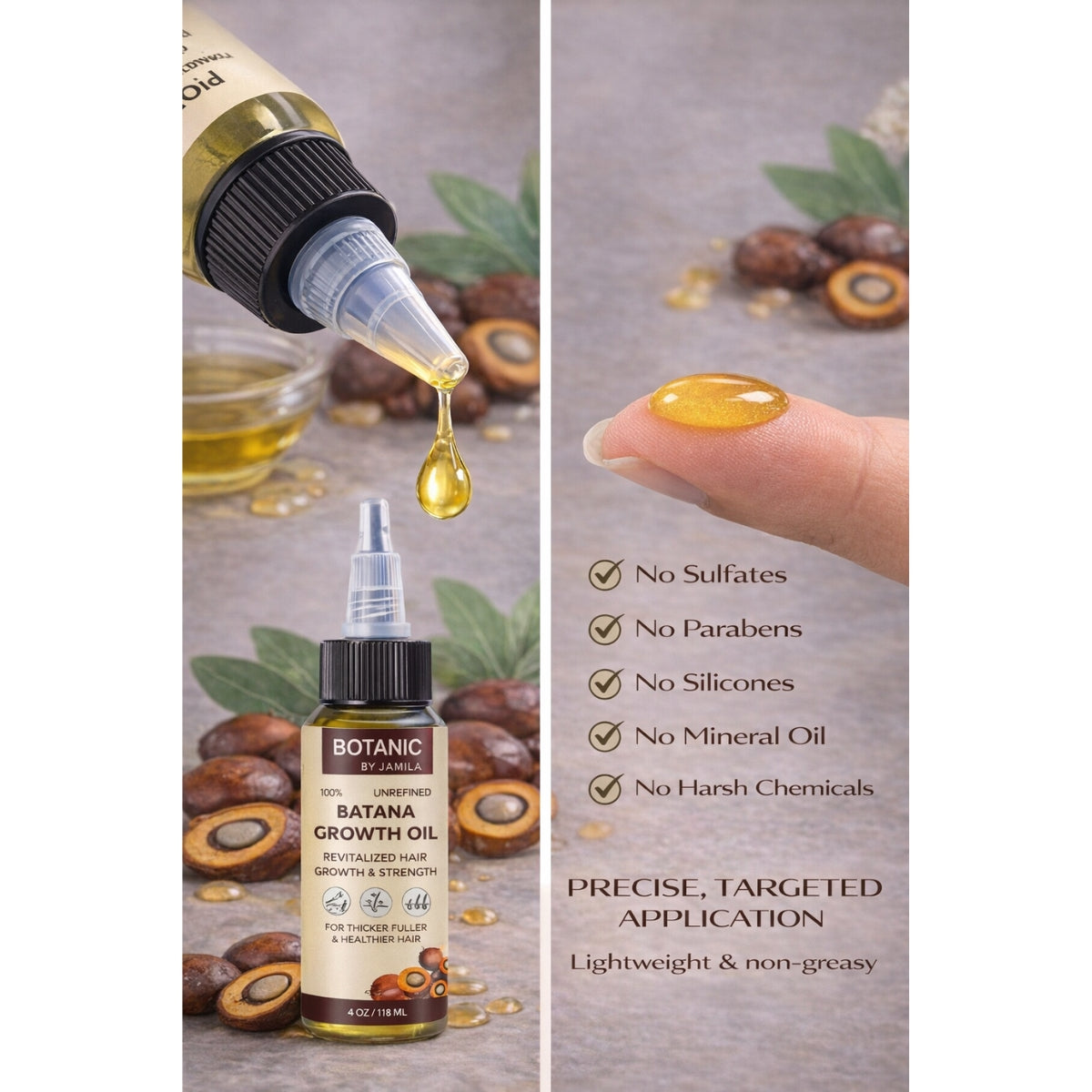 Botanic 100% Unrefined Batana Growth Oil Strengthen, Nourish &amp; Support Hair Growth 4 oz