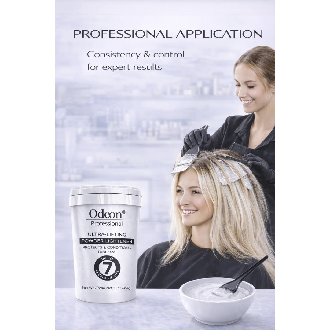 Odeon® Professional Ultra-Lifting Powder Lightener – Dust-Free Bleach, Up to 7 Levels of Lift (16 Oz)