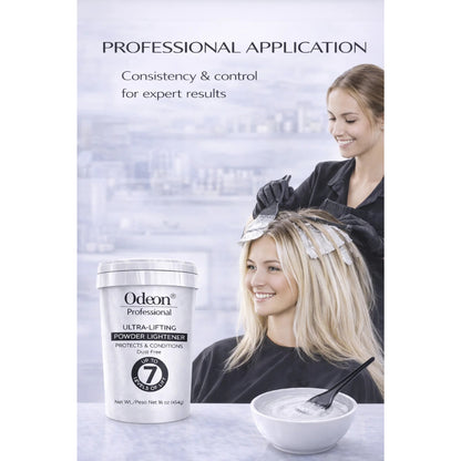 Odeon® Professional Ultra-Lifting Powder Lightener – Dust-Free Bleach, Up to 7 Levels of Lift (16 Oz)