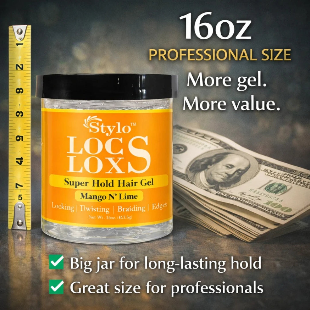 Stylo™ Locs Loxs Super Hold Hair Gel Locking, Twisting, Braiding &amp; Edges Hold Hair Gel - Mango N&