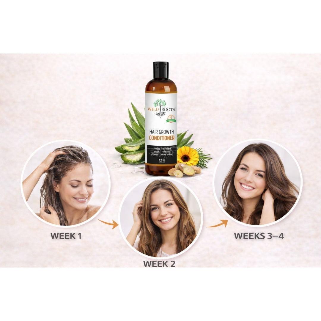 Wild Roots Hair Growth Conditioner – Strengthening &amp; Thickening Treatment for Fuller, Healthier Hair (8oz)