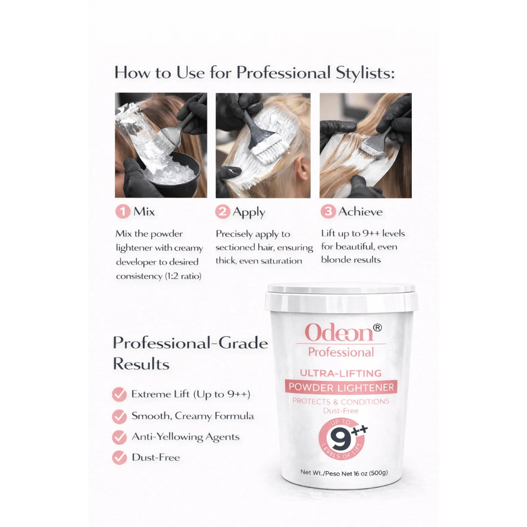 Odeon Professional Ultra-Lifting Powder Hair Lightener Up To 9++ Level 16oz