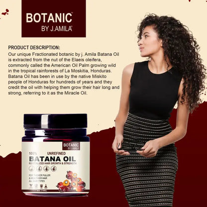 BOTANIC BY J.AMILA® 100% Unrefined Batana Oil Revitalized Hair Growth &amp; Strength – Thicker, Fuller &amp; Healthier Hair for All Hair Types 4oz / 118mL