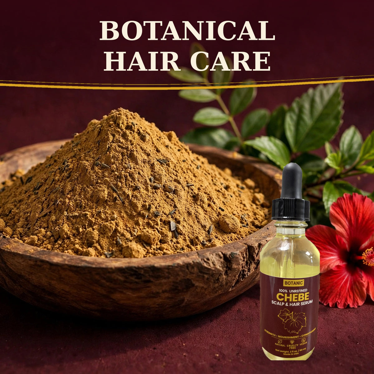 Botanic 100% Unrefined Chebe Scalp &amp; Hair Serum - 2 fl oz