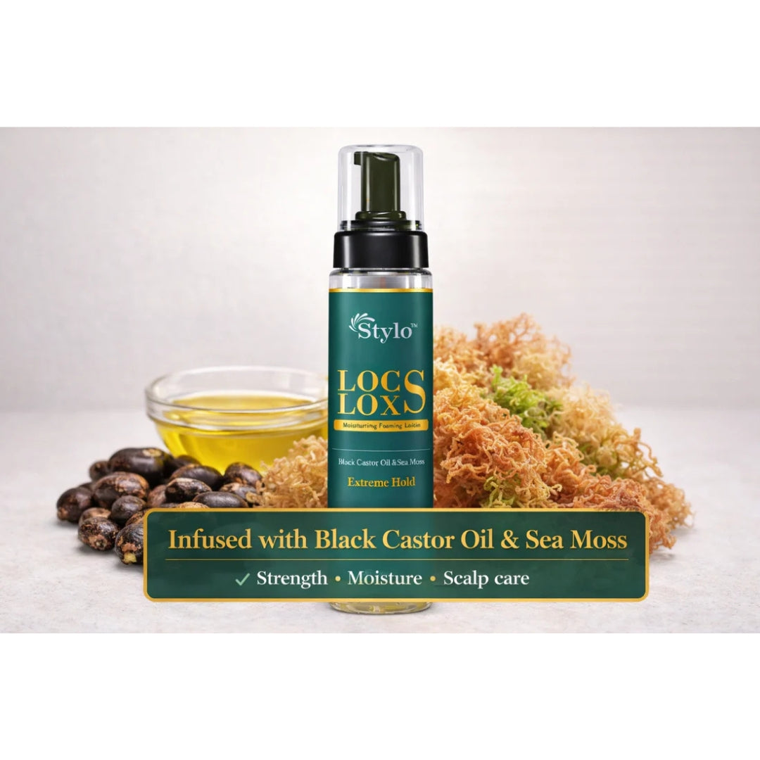 STYLO™ Locs Loxs Super Hold Hair Gel &amp;  Styling Foaming Lotion Black Castor Oil &amp; Sea Moss