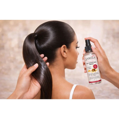J. Amila Natural Silk Smoothing Serum with Argan Oil – Heat Protectant, Frizz Control &amp; High Gloss Shine for Natural Hair, Wigs &amp; Extensions (2 oz / 59.2 ml)