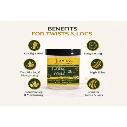J. Amila Natural Award-Winning– Xtra Hold Twisting ‘N Locking Gel (8oz / 240ml)