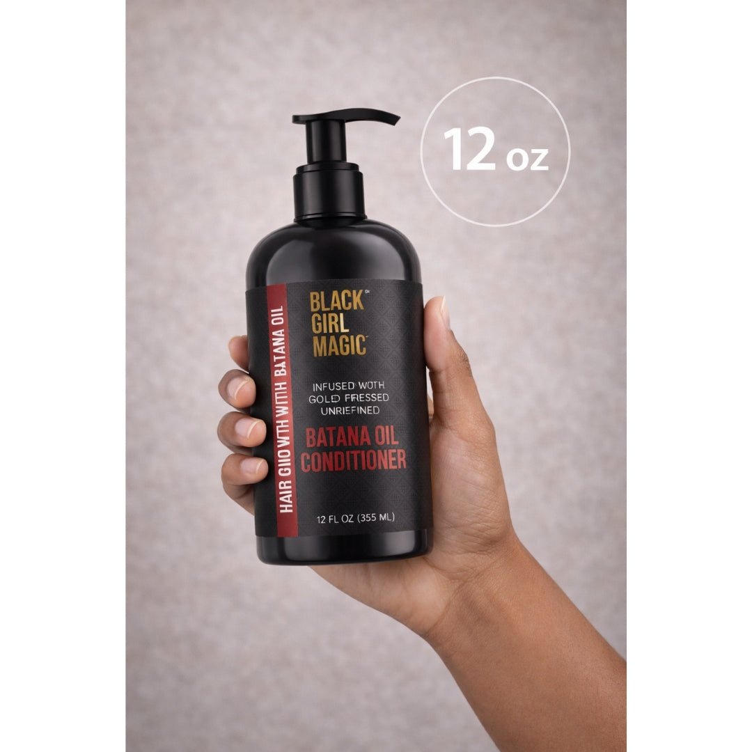Black Girl Magic infused with Gold press, unrefined, Batana Hair Growth oil conditioner 12oz