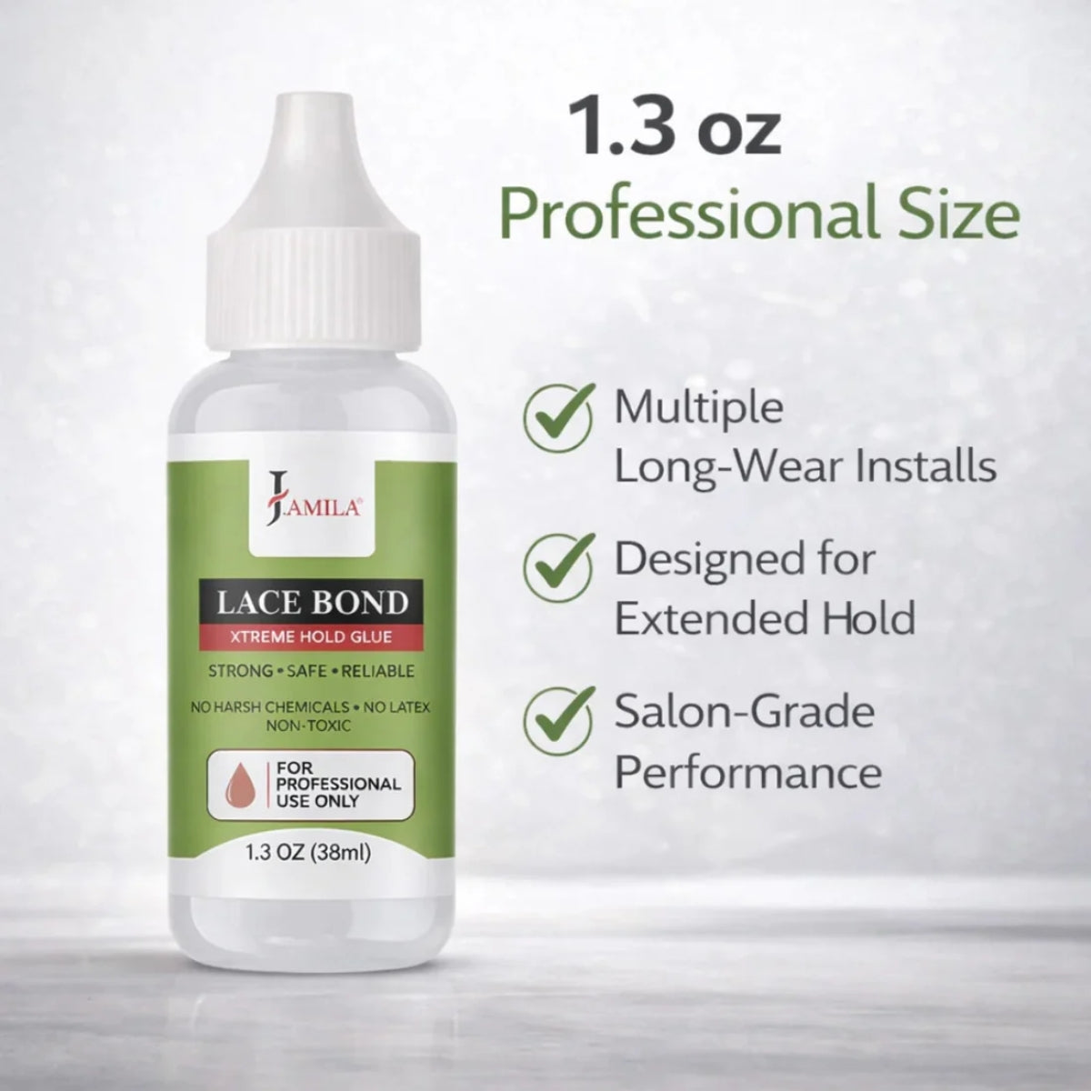 J.AMILA® Lace Bond Xtreme Hold Glue | Invisible, Non-Toxic Professional Wig Adhesive – 1.3 oz (38 ml)