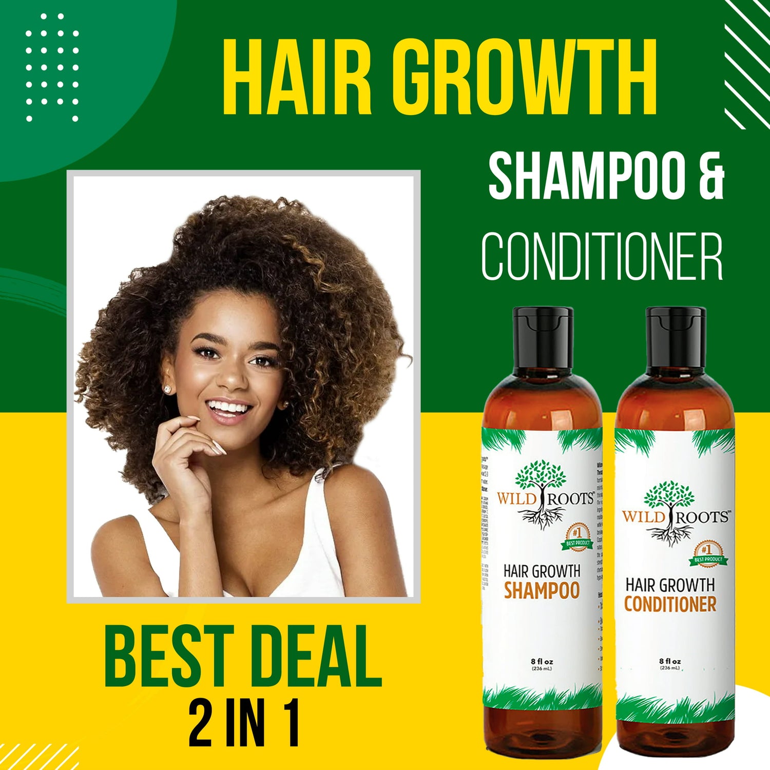 WildRoots Natural Shampoo and Conditioner 8oz (Pack of 2)
