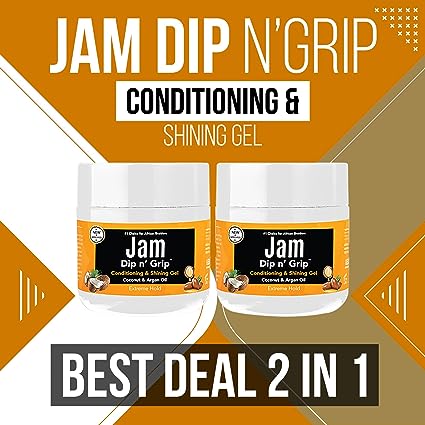 Jam Dip N Grip Hair Gel Conditioning and Shining Gel Extreme Hold For Hair Style 4oz (2 Pack)