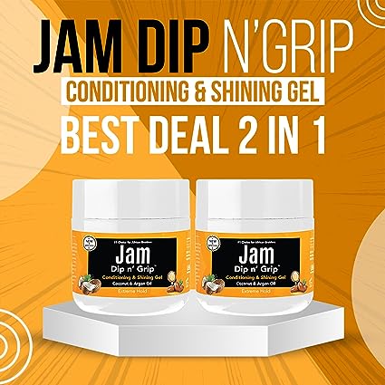 Jam Dip N Grip Hair Gel Conditioning and Shining Gel Extreme Hold For Hair Style 4oz (2 Pack)