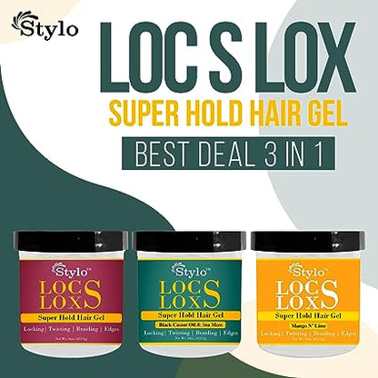 Stylo Locs Loxs Hair Styling Gel 3 Pack (16oz)