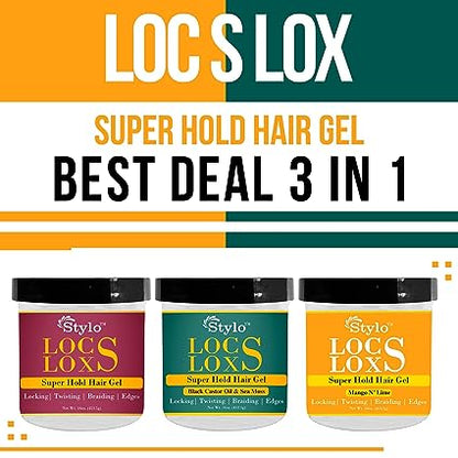 Stylo Locs Loxs Hair Styling Gel 3 Pack (16oz)