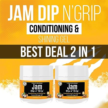 Jam Dip N Grip Hair Gel Conditioning and Shining Gel Extreme Hold For Hair Style 4oz (2 Pack)