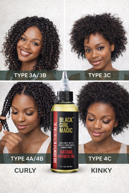 Black Girl Magic infused with gold press Unrefined Batana growth hair oil 4 Oz