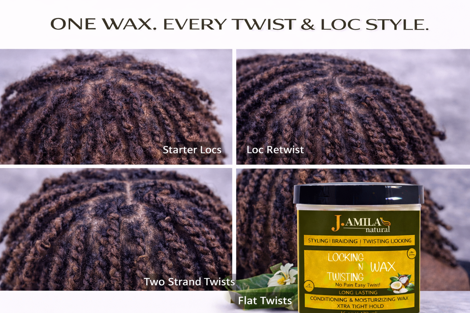 Jamila Natural Award-Winning– Xtra Tight Hold Twisting ‘N Locking Wax (16oz / 473ml)