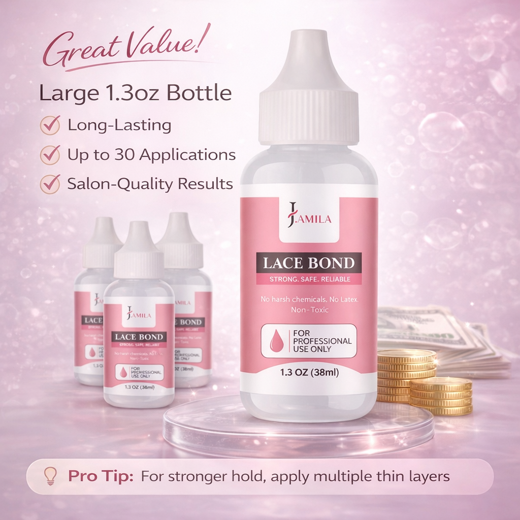 J.AMILA® Professional Lace Bond Strong, Safe, Reliable Hair Adhesive Water and Oil Resistant for Invisible Wig Bonding 1.3 oz 38ml
