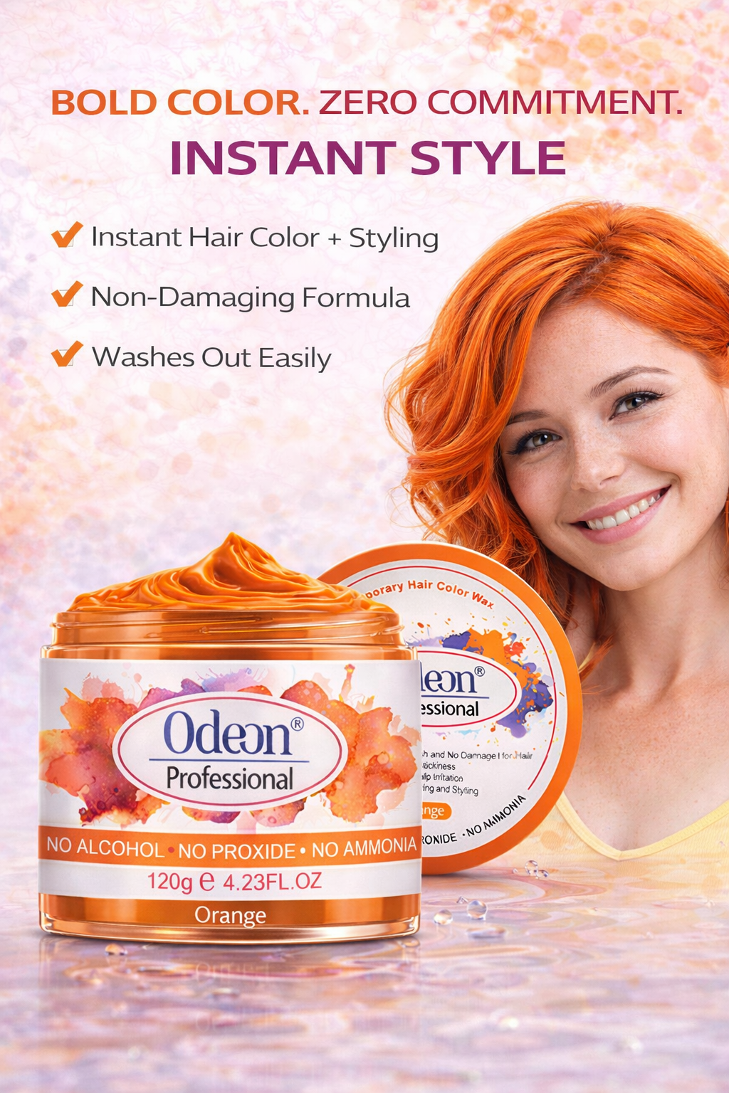 Odeon Professional Orange Hair Color Wax, Temporary Hair Dye for Women &amp; Men (4.23oz)